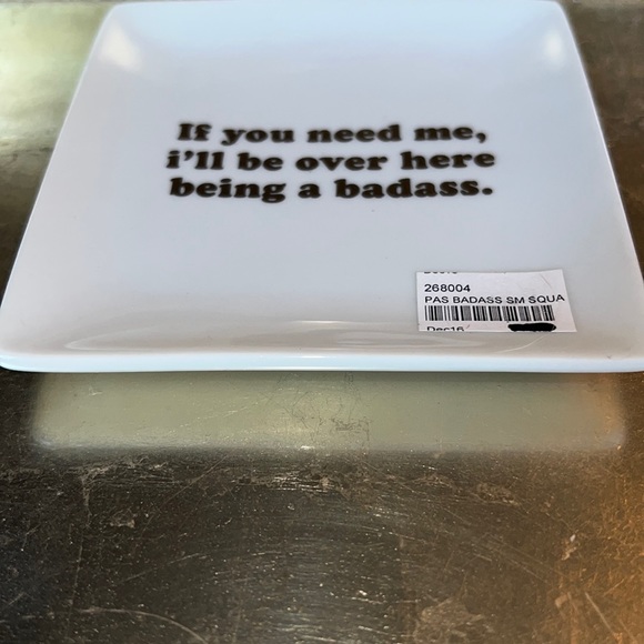 “If you need me, i’ll be over here being a badass.” gold metallic ceramic tray - Picture 3 of 4